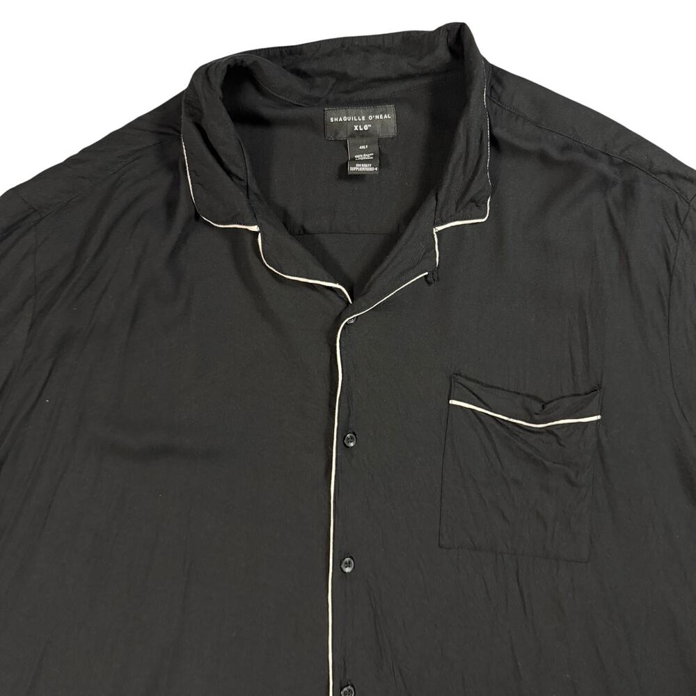 Shaquille O’Neal Men’s 4XLT Black Rayon Camp Shirt Short Sleeve Big Tall